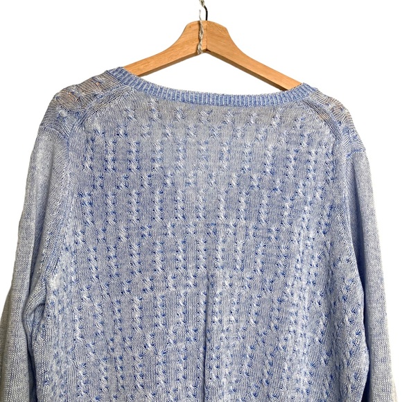 Tommy Bahama Linen Cable Knit Side Slits Sweater Women’s Blue Size XL - Picture 4 of 11